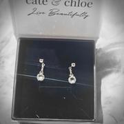 Cate & Chloe Isla 18k White Gold Plated Dangle Stud Earrings with Round Crystals Review