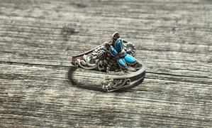 romanticwork S925 Sterling Silver Turquoise Dragonfly/Highland Cow Spoon Ring Oxidized Wrap Ring  Gifts for Women Girls Review