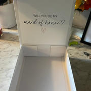 The White Invite Personalized Bridesmaid Proposal Magnetic Gift Box Black Design with Heart Review