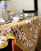 Couleur Nature French Tablecloth Forest Harvest Mustard & Blue Review