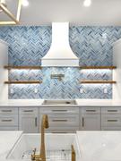 Backsplash.com Blue Textured Glass Herringbone Mosaic Tile - BA5507 LOT-A Review