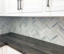 Backsplash.com Blue Textured Glass Herringbone Mosaic Tile - BA5507 LOT-A Review