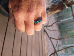 Giliarto Australian Blue Fire Opal with Abalone Shell Tungsten Ring For Him For Her Review