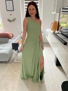 babaroni-uk One Shoulder Long Chiffon Dresses with Slit Black Review