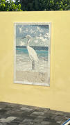 Mozaico White Egret Reflecting - Revue d'art en mosaïque en bord de mer