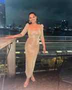 Miss Circle Sorrel Gold Ruched Chiffon Long Maxi Dress Review