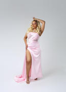 Miss Circle Holly Pink Crystallized Corset High Slit Satin Gown Review