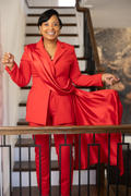 Miss Circle Vandra Red Draping Blazer Jacket Review
