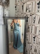 Miss Circle Elayna Pale Blue Strappy Satin Corset High Slit Gown Review