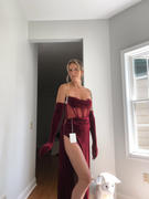 Miss Circle Octavia Burgundy Draping Crystal Corset High Slit Velvet Gown Review