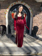 Miss Circle Octavia Burgundy Draping Crystal Corset High Slit Velvet Gown Review