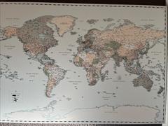 Trip Map Push Pin World Map - Retro light blue (Detailed) Review