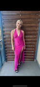 First Date Rentals Halter Maxi Fuchsia Review