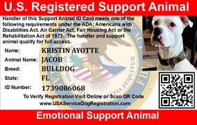 USA Service Animal Registration Emotional Support Animal ID Package Includes ID Card, Tag & Digital Certificate Review