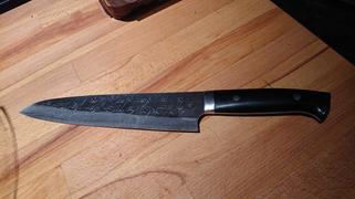 JapaneseChefsKnife.Com Takeshi Saji SRS-13 Hammer Forged, Custom Handmade Handle Series Gyuto (210mm and 240mm, 2 Sizes, Black Linen Micarta Handle) Review