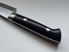 JapaneseChefsKnife.Com Takeshi Saji SRS-13 Hammer Forged, Custom Handmade Handle Series Petty 135mm (5.3 inch, Black Linen Micarta Handle) Review