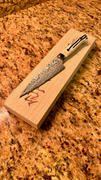 JapaneseChefsKnife.Com Takeshi Saji R-2 Custom Black Damascus Wild Series Petty (135mm and 150mm, Stag Bone Handle) Review