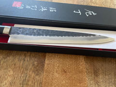 JapaneseChefsKnife.Com Takeshi Saji Aogami Super Custom Series Sujihiki (240mm & 270mm, 2 Sizes, Linen Micarta Handle) Review