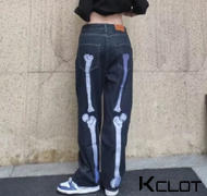 AOKLOK Dark Skeleton Embroidery Baggy Jeans Review