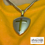 Atrio Hill Men's Silver R2 Shield Cross Necklace Christ  My Strength Philippians 4:13 Review