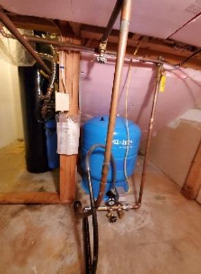 Completed well water treatment system installation