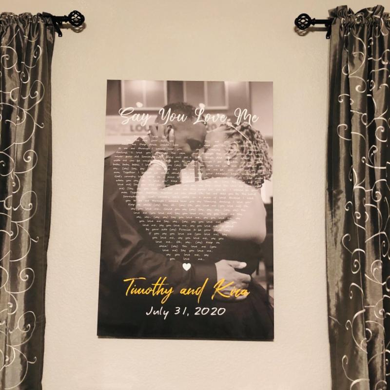 Black and White Song Lyrics on Photo Canvas Print Vertical 365Canvas