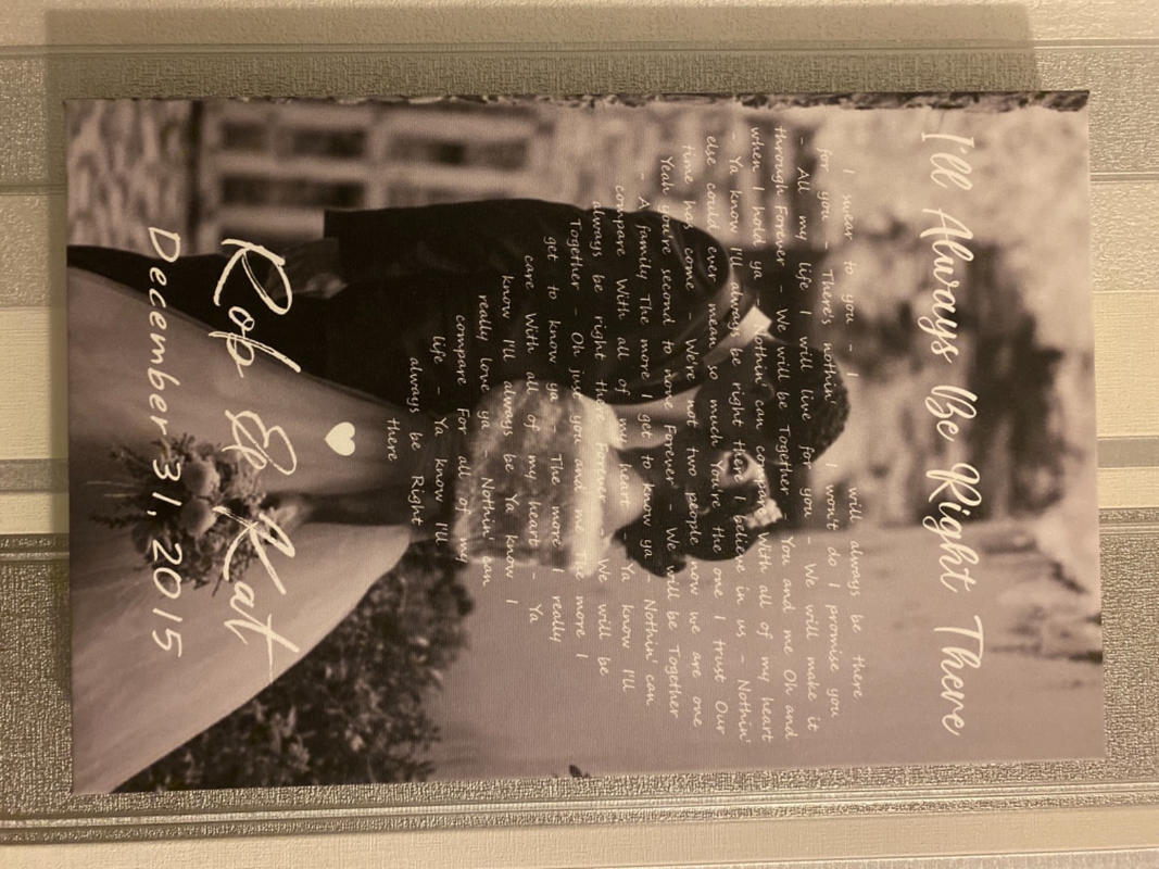 Black and White Song Lyrics on Photo Canvas Print Vertical 365Canvas