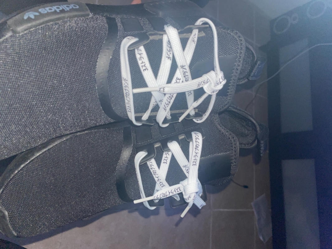 white japanese katakana shoelaces