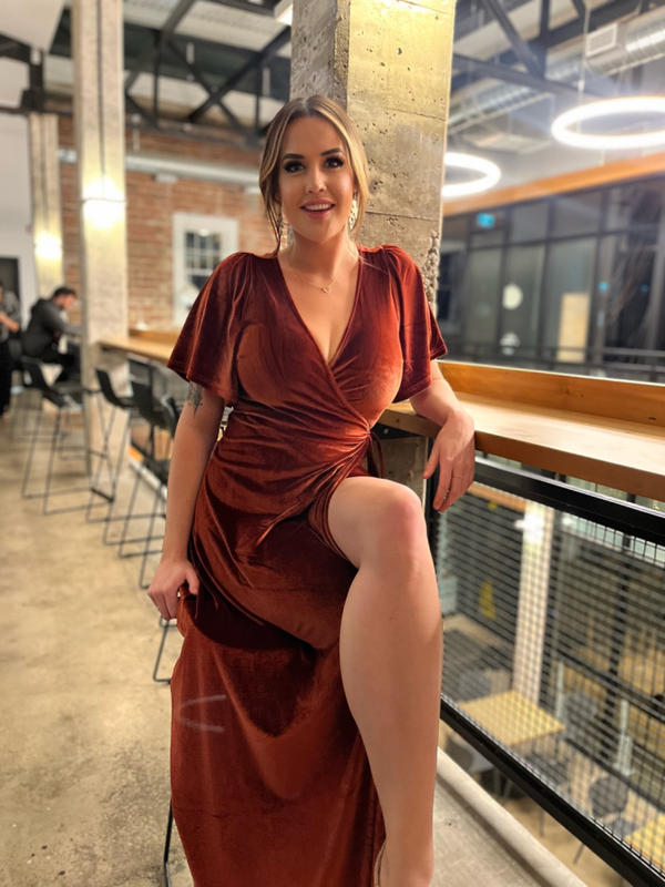 velvet terracotta dress