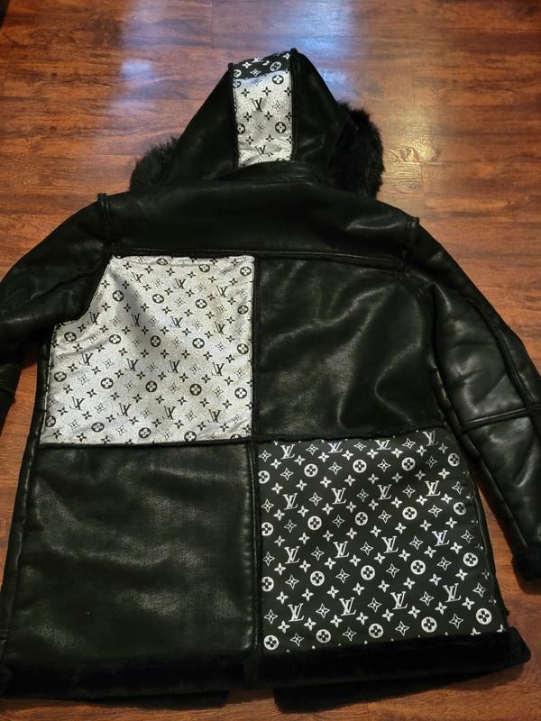 Lv Print Fabric Leather Jacket