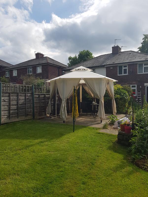 Canopy for 4m Homebase Lucca Hexagonal Patio Gazebo Two Tier Gazebo