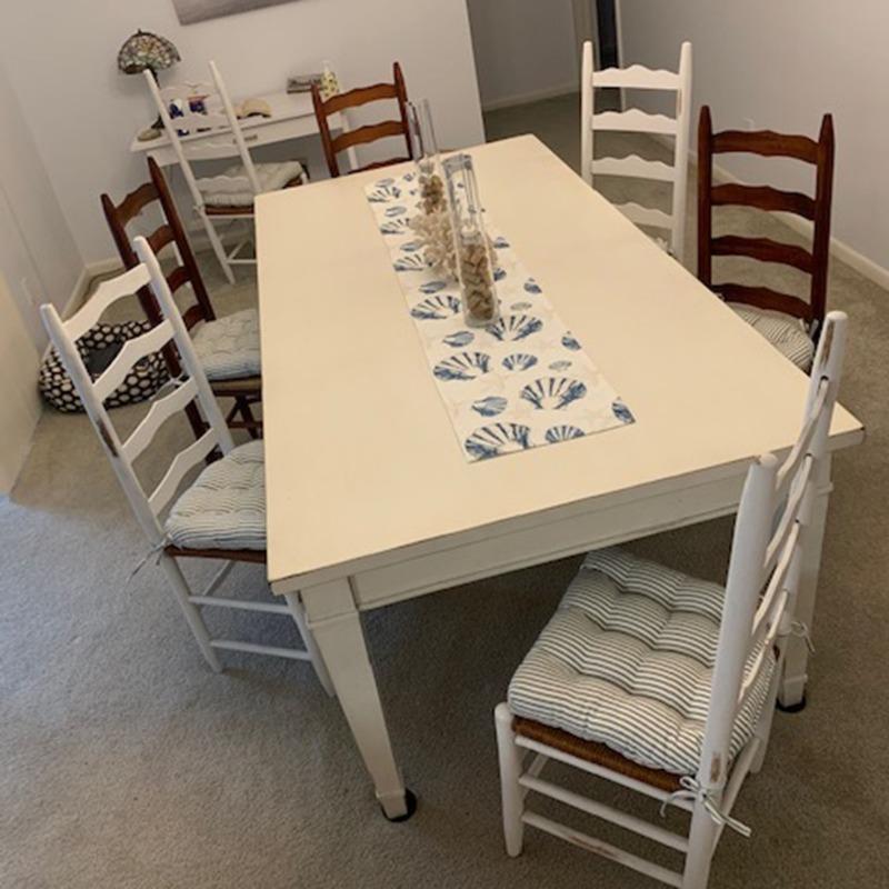 Ticking Stripe Navy Blue Dining Chair Pads Latex Foam Fill