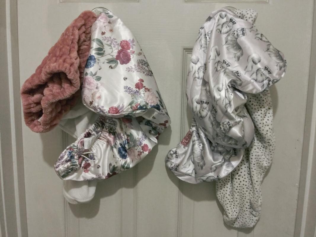 satin wrapped hair towel