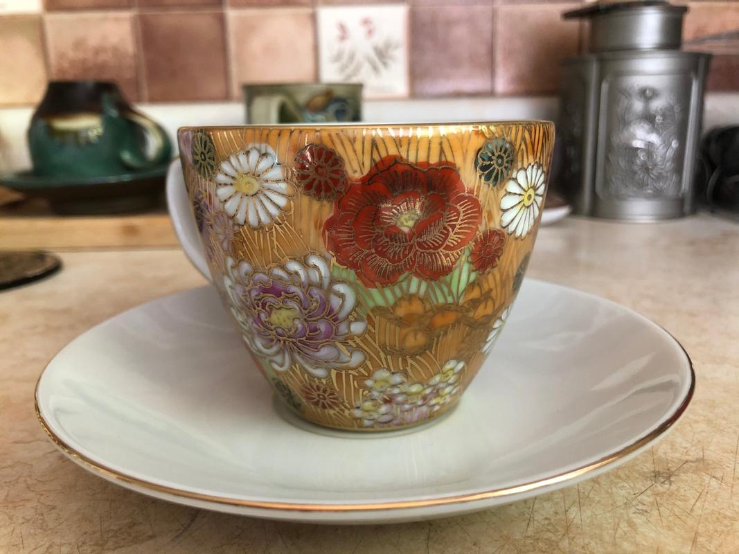 Hanazume Kutani Ware Coffee Cup Pair JAPAN KUTANI SHOP by Musubi Kiln