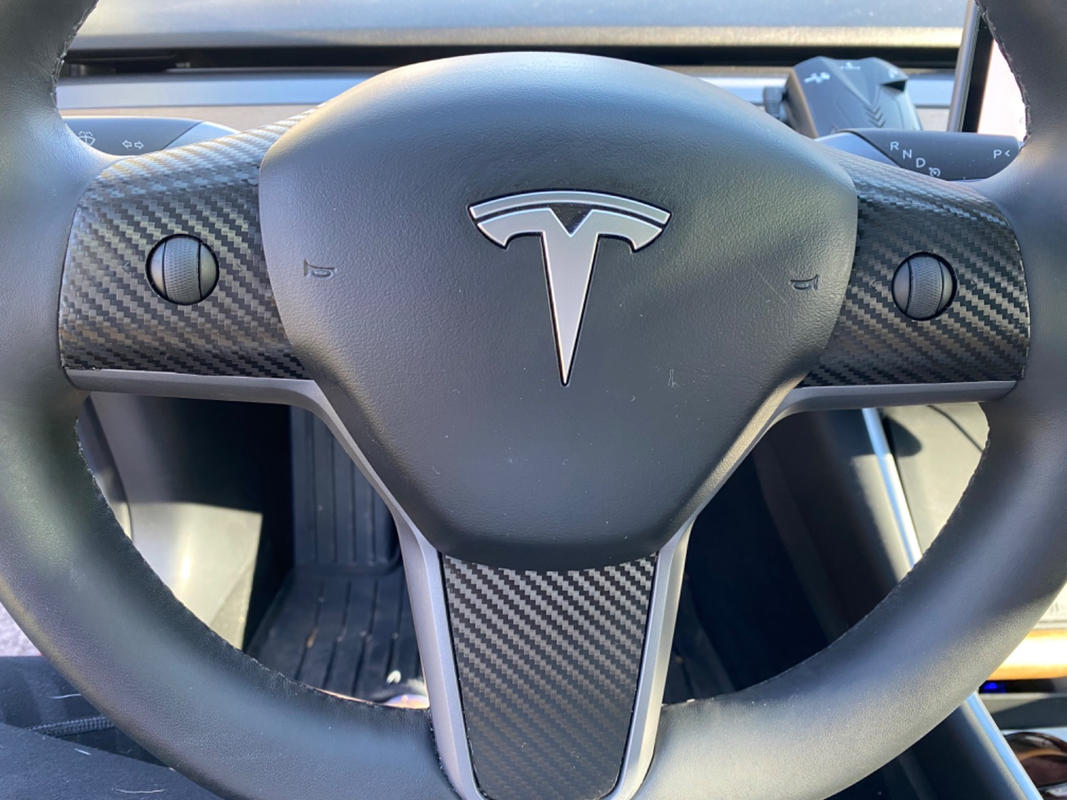 Brushed Black Metallic Tesla Model 3 Steering Wheel Cover Wrap 
