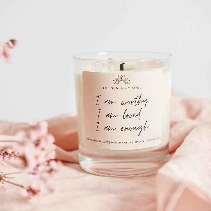 Self-love Affirmation Crystal Candle – The Sun & My Soul