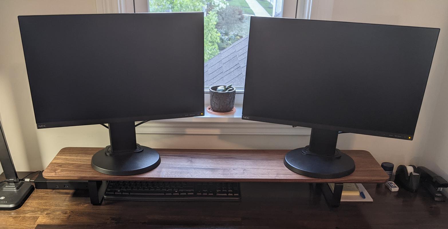 Desk Shelf Dual Monitor Stand, Dual Monitor Riser Oakywood