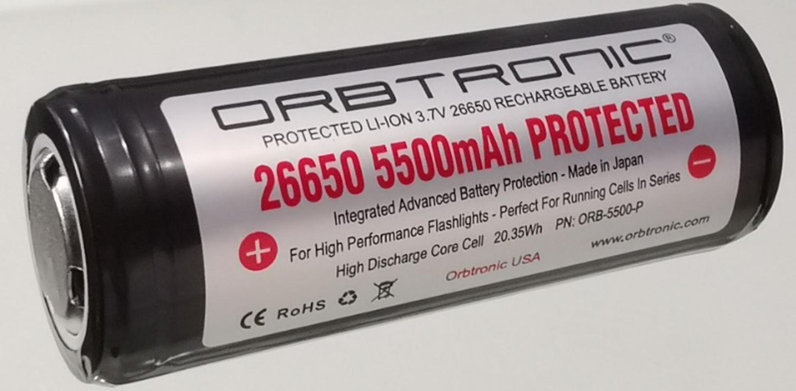 26650 Battery Protected 5500mAh li-ion battery-Orbtronic