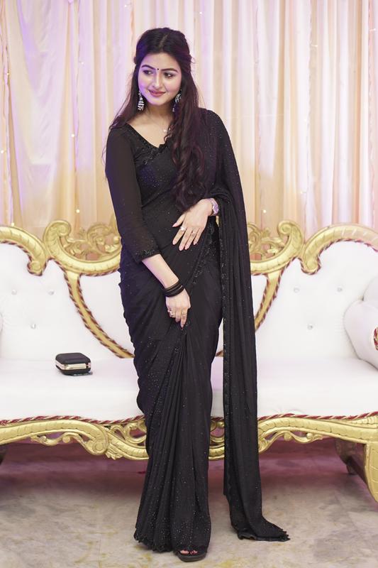 chiffon black saree