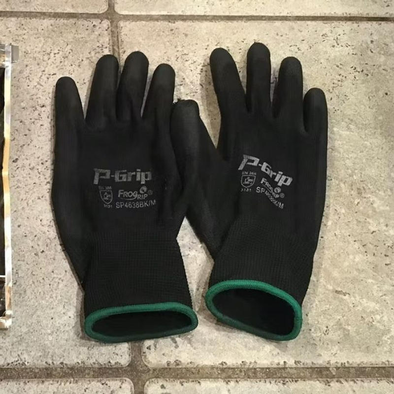 Pack of 12 Small Black Liberty P-Grip Ultra-Thin Polyurethane Palm Coated Plain Knit Glove with 13-Gauge Black Nylon Shell 