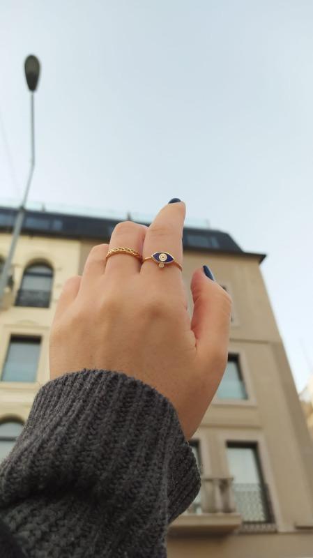 14k Solid Gold Evil Eye Ring | Statement Rings for Women in 14k 