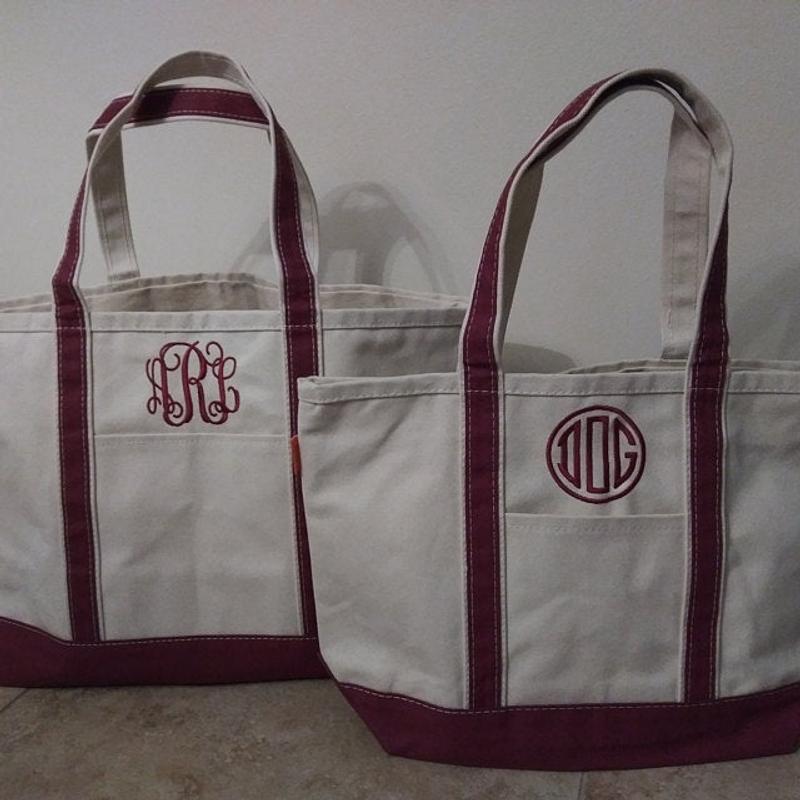 Monogrammed Canvas Zipper Top Tote Bag Large Personalized 