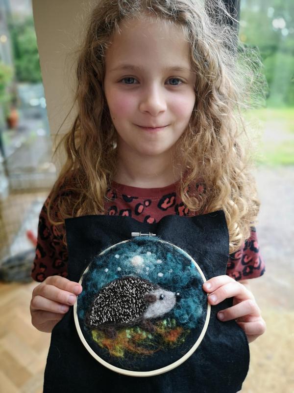 Hedgehog in a Hoop Needle Felting Craft Kit The Crafty Kit Company