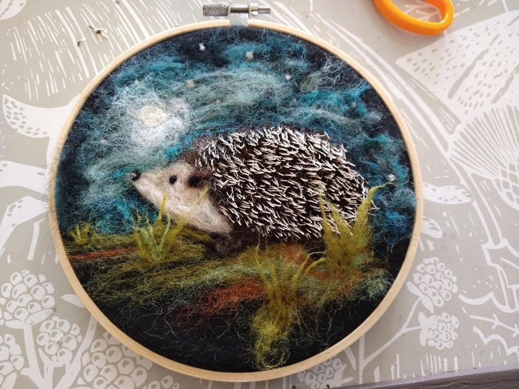 Hedgehog in a Hoop Needle Felting Craft Kit The Crafty Kit Company