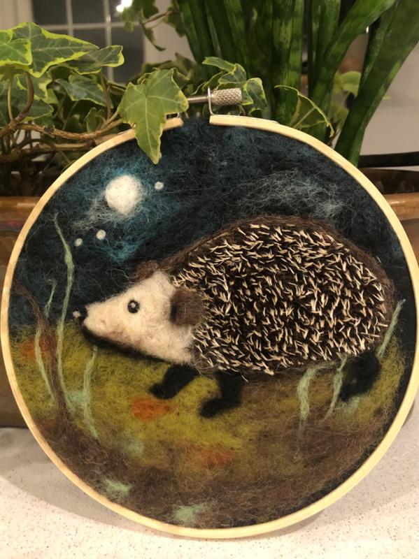 Hedgehog in a Hoop Needle Felting Craft Kit The Crafty Kit Company