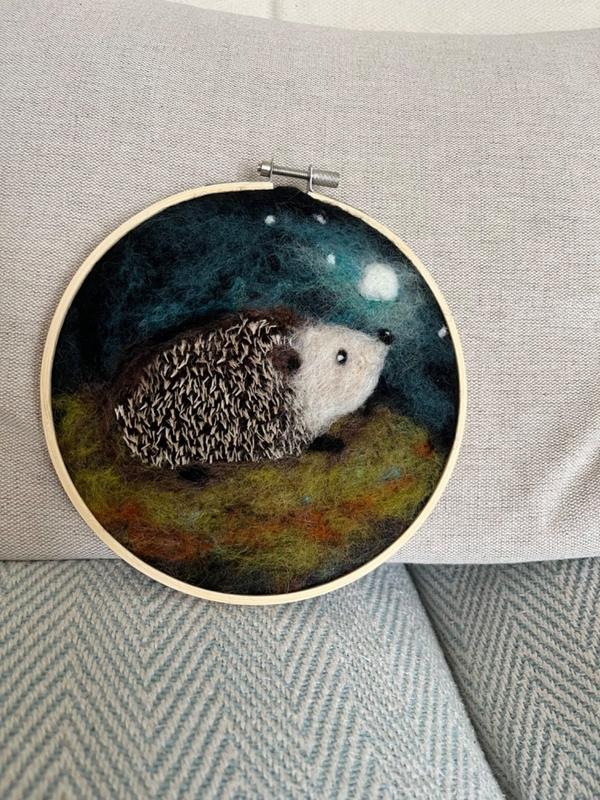 Hedgehog in a Hoop Needle Felting Craft Kit The Crafty Kit Company