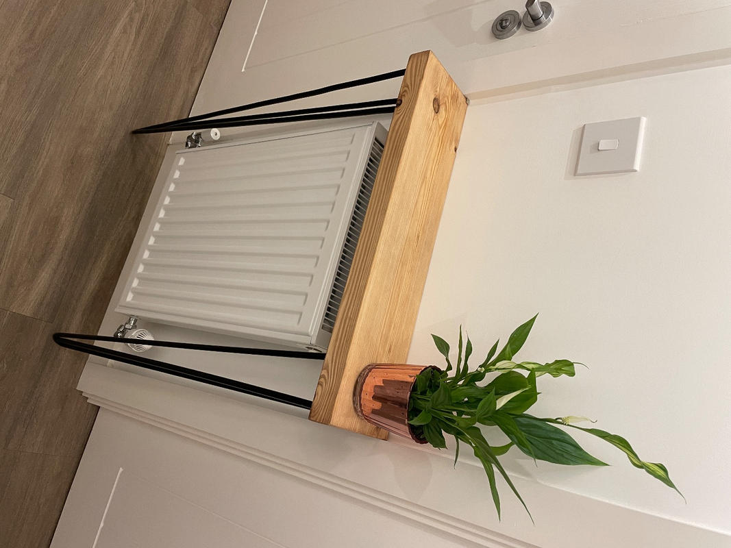 Buy Rustic RADIATOR shelf /console table with hairpin legs Masterplank UK