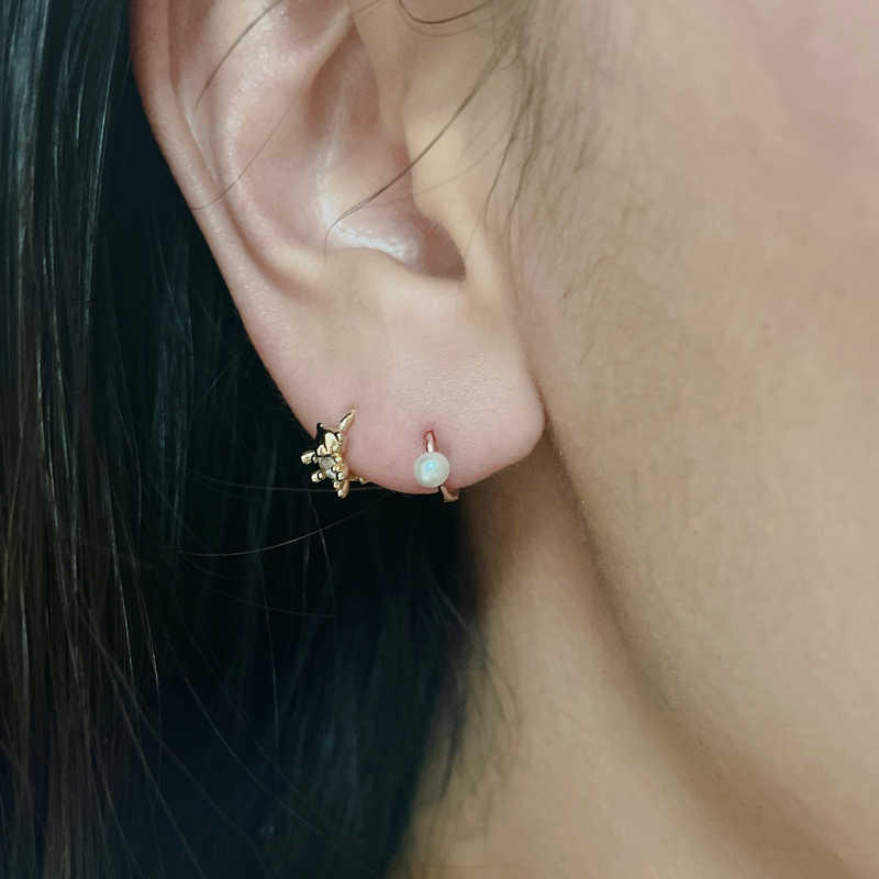 K14 スモール パール フープ ピアス / 14K Small Pearl Hoop Earrings