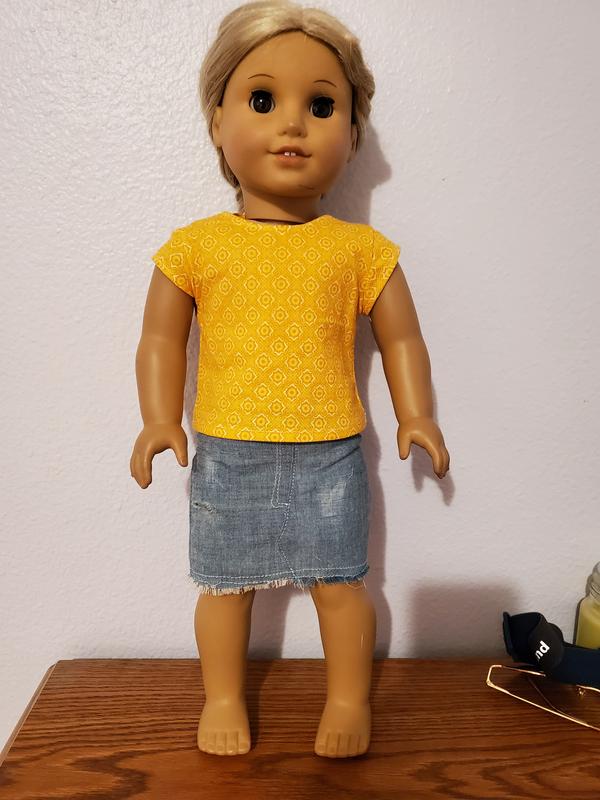 SNAP CLOSURE Orange T-Shirt 3/4 Sleeve Length for 18" American Girl Doll Clothes 