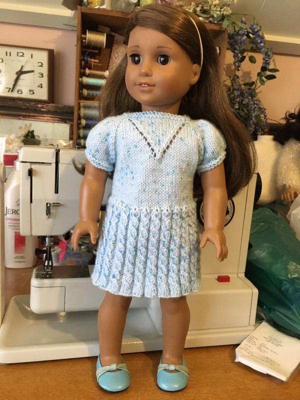Little Woolens Designs Cheerful Cables Dress Doll Clothes Knitting ...